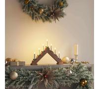 vidaXL Ponte con Candele di Natale con 7 LED Marrone 39.5 x 5 x 29 cm
