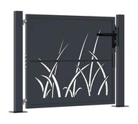 vidaXL Cancello Giardino Antracite 105x105 cm in Acciaio Design Erba, cancello, cancello in Acciaio, cancello da Esterno, cancello di Sicurezza