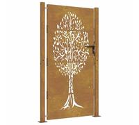 vidaXL Cancello da Giardino 105x180 cm in Acciaio Corten Design Albero, cancello in Metallo, cancello da Giardino Anteriore, cancello da Giardino con Serratura