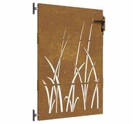 vidaXL Cancello da giardino 85x125 cm Acciaio Corten Design Erba anteriore con serratura