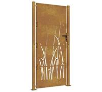vidaXL Cancello da Giardino 105x180 cm in Acciaio Corten Design Erba, cancello, cancello in acciaio, cancello da esterno, cancello di sicurezza