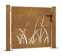 vidaXL Cancello da Giardino 100x75 cm in Acciaio Corten Design Erba, cancello, cancello in acciaio, cancello da esterno, cancello di sicurezza