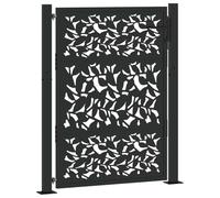 vidaXL Cancello Giardino Nero 105x130 cm in Acciaio Design a Foglia, cancello della recinzione, cancello esterno, cancello del metallo