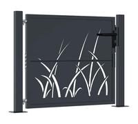 vidaXL Cancello Giardino Antracite 105x80 cm in Acciaio Design Erba, cancello, cancello in acciaio, cancello da esterno, cancello di sicurezza