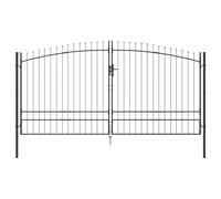 vidaXL Cancello da giardino con spear top doppio oscillante carbone, 4 x 2 m, materiale in acciaio, ingresso tradizionale, durevole e resistente ai raggi UV, perfetto per esterni, cancelli in ferro