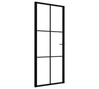 vidaXL Porta da Interno ESG Vetro e Alluminio 83x201,5 cm Nera