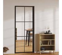 vidaXL Porta da Interno ESG Vetro e Alluminio 83x201,5 cm Nera
