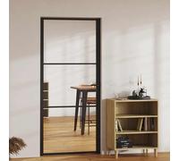 vidaXL Porta da Interno ESG Vetro e Alluminio 93x201,5 cm Nera