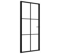 vidaXL Porta da Interno ESG Vetro e Alluminio 93x201,5 cm Nera