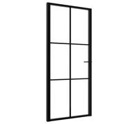 vidaXL Porta da Interno ESG Vetro e Alluminio 93x201,5 cm Nera