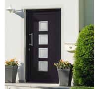 vidaXL Porta di Ingresso con Accessori Sicurezza Eleganza Entrata Casa Edifici Soglia Alluminio Rinforzi e Anima in Acciaio Antracite 108x208 cm