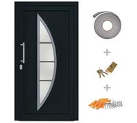 vidaXL Porta di Ingresso con Accessori Sicurezza Eleganza Entrata Casa Edifici Soglia Alluminio Rinforzi e Anima in Acciaio Antracite 108x208 cm