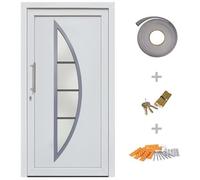 vidaXL Porta di Ingresso con Accessori Sicurezza Eleganza Entrata Casa Edifici Soglia Alluminio Rinforzi e Anima in Acciaio Bianca 108x208 cm