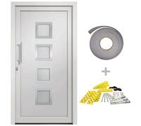vidaXL Porta di Ingresso con Accessori Sicurezza Eleganza Entrata Casa Edifici Soglia Alluminio Rinforzi e Anima in Acciaio Bianca 108x208 cm
