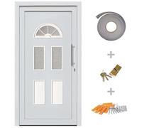 vidaXL Porta di Ingresso con Accessori Sicurezza Eleganza Entrata Casa Edifici Soglia Alluminio Rinforzi e Anima in Acciaio Bianca 88x208 cm