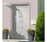 vidaXL Porta di Ingresso con Accessori Sicurezza Eleganza Entrata Casa Edifici Soglia Alluminio Rinforzi e Anima in Acciaio Bianca 98x208 cm