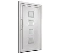 vidaXL Porta di Ingresso con Accessori Sicurezza Eleganza Entrata Casa Edifici Soglia Alluminio Rinforzi e Anima in Acciaio Bianca 98x190 cm