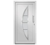 vidaXL Porta di Ingresso con Accessori Sicurezza Eleganza Entrata Casa Edifici Soglia Alluminio Rinforzi e Anima in Acciaio Bianca 88x200 cm