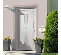 vidaXL Porta di Ingresso con Accessori Sicurezza Eleganza Entrata Casa Edifici Soglia Alluminio Rinforzi e Anima in Acciaio Bianca 108x208 cm
