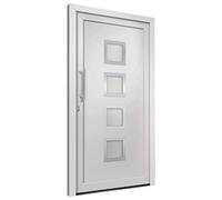 vidaXL Porta di Ingresso con Accessori Sicurezza Eleganza Entrata Casa Edifici Soglia Alluminio Rinforzi e Anima in Acciaio Bianca 98x208 cm