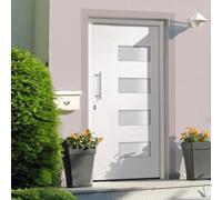 vidaXL Porta d'Ingresso in Alluminio e PVC Bianco 100x210 cm