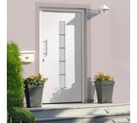 vidaXL Porta d'Ingresso in Alluminio e PVC Bianco 100x210 cm