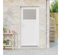 vidaXL Porta d'ingresso laterale bianca 88 x 198 cm, in PVC, elegante porta d'ingresso, moderno PVC, protezione durevole, parete divisoria, design chic