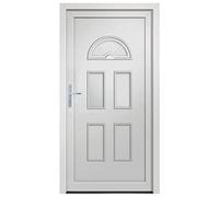 vidaXL Porta d'ingresso in PVC 110x210 cm bianca – vetro isolante, chiusura 5 punti