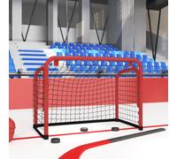 vidaXL Porta Hockey Rete Rossa e Nera 68x32x47 cm Acciaio e Poliestere