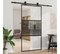 vidaXL Porta in vetro Rigato Nero 90 x 2 x 205 cm Alluminio