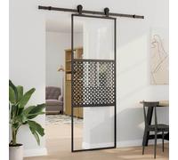 vidaXL Porta in vetro Traforo Nero 90 x 2 x 205 cm Alluminio