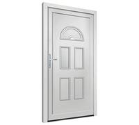 vidaXL Porta Ingresso Bianca 88x200 cm in PVC, porta, porta di ingresso, porta d'ingresso in PVC, porta entrata, porta in PVC, porte, porte in PVC