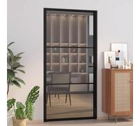 vidaXL Porta Interna 102,5x201,5 cm Nera in Vetro ESG e Alluminio