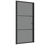 vidaXL Porta Interna 102,5x201,5 cm Nera in Vetro ESG e Alluminio