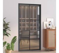 vidaXL Porta Interna 102,5x201,5 cm Nera in Vetro ESG e Alluminio