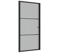 vidaXL Porta Interna 102,5x201,5 cm Nero Opaco in Vetro e Alluminio