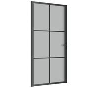 vidaXL Porta Interna 102,5x201,5 cm Nero Opaco in Vetro e Alluminio