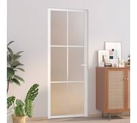 vidaXL Porta Interna 76x201,5 cm Bianco Opaco Vetro e Alluminio