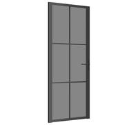 vidaXL Porta Interna 83x201,5 cm Nera in Vetro ESG e Alluminio