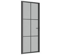 vidaXL Porta Interna 83x201,5 cm Nero Opaco Vetro e Alluminio