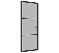 vidaXL Porta Interna 83x201,5 cm Nero Opaco Vetro e Alluminio
