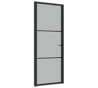 vidaXL Porta Interna 83x201,5 cm Nero Opaco Vetro e Alluminio