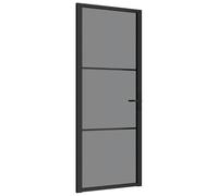 vidaXL Porta Interna 83x201,5 cm Nero Opaco Vetro ESG e Alluminio