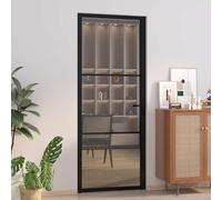 vidaXL Porta Interna 83x201,5 cm Nero Opaco Vetro ESG e Alluminio
