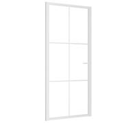 vidaXL Porta Interna 93x201,5 cm Bianca in Vetro ESG e Alluminio