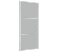 vidaXL Porta Interna 93x201,5 cm Bianco Opaco Vetro e Alluminio