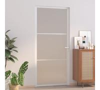 vidaXL Porta interna 93x201,5 cm - Bianco opaco, vetro e alluminio