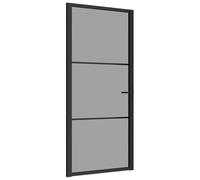 vidaXL Porta Interna 93x201,5 cm Nera in Vetro ESG e Alluminio