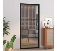 vidaXL Porta Interna 93x201,5 cm Nera in Vetro ESG e Alluminio