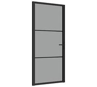 vidaXL Porta Interna 93x201,5 cm Nera in Vetro ESG e Alluminio